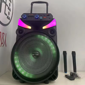 Altavoz <span class=keywords><strong>de</strong></span> Karaoke <span class=keywords><strong>de</strong></span> <span class=keywords><strong>15</strong></span> Pulgadas con Micrófono y Bluetooth, Altavoz Portátil con Ruedas para Fiestas con Micrófono Inalámbrico - Product Image 3