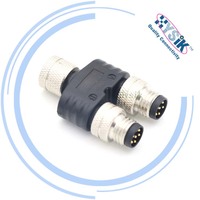 IP67 a prueba de agua 3 4 5 6 8 pines macho hembra M8 M12 T Y tipo divisor adaptador conector Circular de alimentación