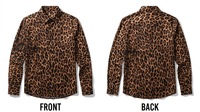 Kemeja Pria Motif Cheetah Modis Lengan Panjang Slim Fit Kancing Depan Atasan Kasual Streetwear Pesta Klub Malam