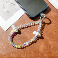 Cordon court en alliage de zinc avec perles de cristal nuage – Design mignon et charmant, portable et durable pour téléphones portables et sacs