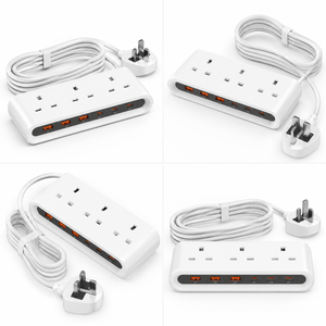 Enchufe de Extensión Blanco para Reino Unido con 3 Tomas de Corriente Alterna y 6 Puertos USB - Product Image 3