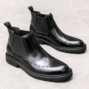 Chaussures en cuir pour hommes de haute qualité, vente chaude, semelle épaisse, imperméables, dessus en cuir véritable, automne - Product Image 2