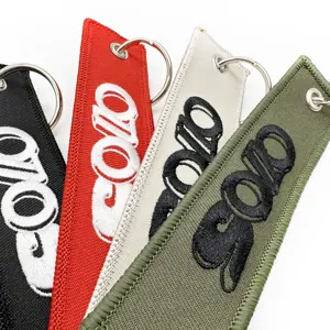 Customize Personal Logo Woven Embroidered Key Chain Fabric Key Tag With Own Design Woven Embroidery Keychains