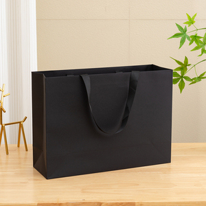 Kraft Paper Gift Bags Shopping Tote Bags For Clothing Wholesale In Stock Threaded Rope Embedded Rope Handle Packing Bags - Product Image 4