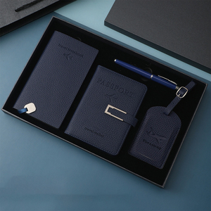 Bán buôn Du Lịch VaLi tag máy tính xách tay Bộ Quà Tặng PU da hộ chiếu da giữ hành lý tag notepad kinh doanh Hộp Quà Tặng thiết lập - Product Image 2
