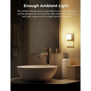 L LOHAS LED Night <b>Light</b> <b>Plug</b> <b>In</b> 0.3W Warm White Dusk To Dawn Sensor Control Square Shape 2 Pack - Product Image 5