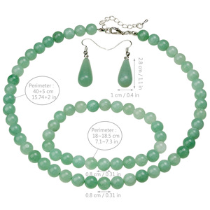 Collar de cuentas de <span class=keywords><strong>jade</strong></span> hecho a mano DAISY youf, aretes de piedra natural con forma de gota de agua, pulsera y conjunto de accesorios al por mayor - Product Image 5