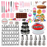Kit de 464 pièces pour la décoration de gâteaux : Moules à gâteaux, douilles, support rotatif, ensemble de douilles à pâtisserie, ensemble d'outils de pâtisserie personnalisés avec accessoires de cuisson