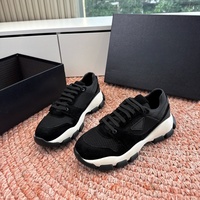 Sneakers de luxe de marque de créateur, dessus en cuir véritable, tissu en coton TPU, noir et blanc, style slip-on, décontractées, sportives, tendance, vente en gros