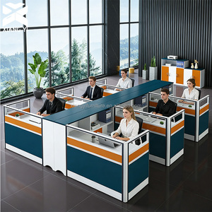 Modular Office <strong>Desk</strong> with Drawers and Chair Set 6 Person Staff Cubicle Office Partition Workstation <strong>Desks</strong> Office <strong>Table</strong> - Product Image 1