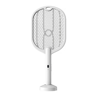 Raquette anti-moustiques électrique automatique rechargeable, pliable, 2-en-1, puissante, avec grande moustiquaire et lampe LED tue-moustiques