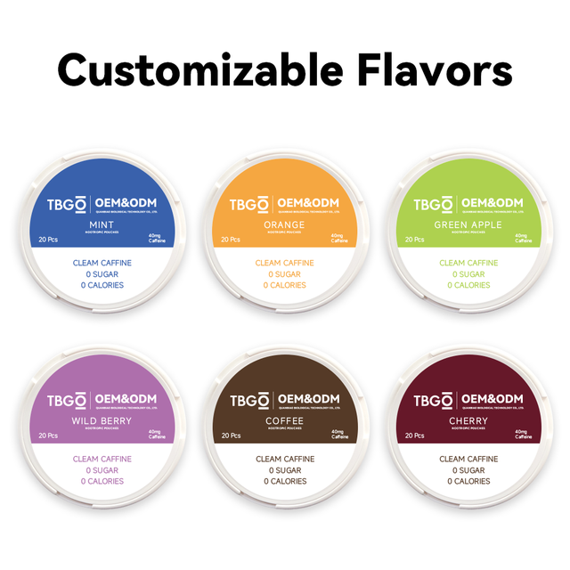 Natural Custom Herbal Supplements Caffeine Energy Pouches Mint Fruit Flavors Enhancer Boost Alertness Easy Oral Preparation