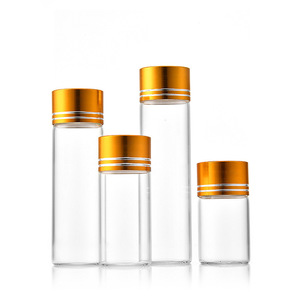 22Mm Vàng Nhôm Vít Nắp Borosilicate Kín Chai Thủy Tinh <span class=keywords><strong>Jar</strong></span> Trà Mứt Ngọt Lưu Trữ Ống Thử Nghiệm Chai Gia Vị - Product Image 3