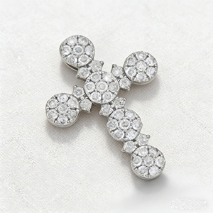 CUSTOM SILVER 10K/14K/18K GOLD PLATED LAB GROWN CVD DIAMOND CLASSIC ENGAGEMENT GIFT SWEATER <b>CHAIN</b> NECKLACE <b>CROSS</b> PENDANT - Product Image 2