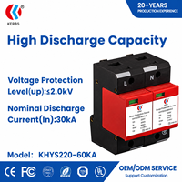 Dispositif de protection contre les surtensions AC monophasé 2 pôles T2 à montage sur rail DIN 220V 230V ≤2.0kV Décharge maximale 60kA pour équipements électriques
