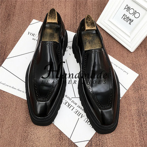 Nuevos zapatos de cuero con suela gruesa y acabado brillante, zapatos de negocios para hombre, cuero genuino - Product Image 6