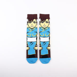 WZ86 Chaussettes à la mode décontractées inspirées de l'anime pour hommes Street Fighter Byrong <span class=keywords><strong>Ken</strong></span> Chunli Design mi-long pour l'été - Product Image 1
