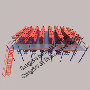 Paletes De Aço Prateleiras Heavy Duty Mezanino Rack Piso Sistema Para Armazém Plataforma Escadas Escada