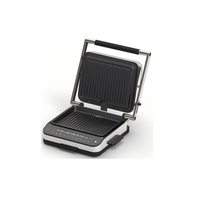 Grill de contact 4 plaques amovibles avec revêtement antiadhésif, température réglable, écran LED, ouverture à 180 degrés