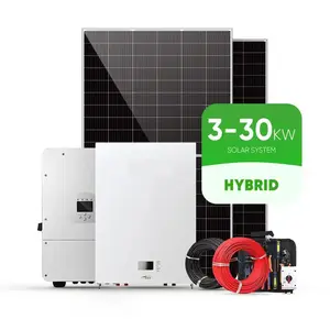 Grobo Generator tenaga surya semua dalam satu, Kit sistem tenaga surya 3 fase hibrida 1MW 100kW 5kW 15kW 10KW 50kW rumah sistem energi surya