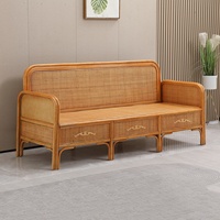 Ensemble de canapés de luxe en rotin naturel tressé à la main, mobilier de salon, pack complet avec table basse, pour projets de véranda et de complexe hôtelier