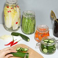 Petits pots en verre ronds de 17 oz avec couvercles hermétiques pour épices, noix, collations, confitures, gelées, cornichons, bocaux de conserve, rangement pour armoire de cuisine