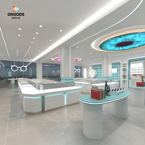 Optical Shop Wood Eyeglass Showcase LED Light Retail <b>Lockable</b> Glass Display <b>Cabinets</b> for Promotion - Product Image 2