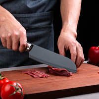 Cuchillo Santoku Pulido Water Mill, Acero Inoxidable 30Cr13, Cuchillo de Chef, Artesanía Tradicional Japonesa, para Cortar Verduras y Carne