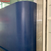 Meubles de réception de banque de change de devises bleu foncé, design élégant, mobilier commercial