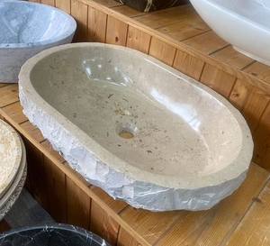 Lavabo de Mármol Cultivado de Forma Ovalada Personalizado, Lavabo para Encimera de Baño, Aspecto de Superficie Natural para Baño - Product Image 5