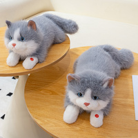 Vente en gros de jouets en peluche sur mesure, animal de ferme en peluche de simulation, chat en peluche avec perles, animal de chat réaliste musical avec son