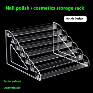 Boîte de <span class=keywords><strong>rangement</strong></span> de bureau moderne et écologique en acrylique à 5 couches Présentoir pour cosmétiques avec montage facile Support de <span class=keywords><strong>rangement</strong></span> de type échelle - Product Image 5