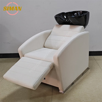 Chaise de shampooing Siman Beauty en cuir PU souple avec bac à lavage de cheveux, table de station de salon, 110V 220V, couleur au choix pour salon de coiffure