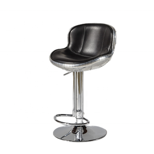 Chaise <span class=keywords><strong>de</strong></span> <span class=keywords><strong>bar</strong></span> haute rétro <span class=keywords><strong>vintage</strong></span> en cuir véritable en aluminium ascenseur arrière haut et bas tabouret <span class=keywords><strong>de</strong></span> <span class=keywords><strong>bar</strong></span> pivotant réglable chaise pour la cuisine à domicile - Product Image 5