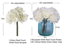 Bouquet de roses artificielles faites à la main, toucher réel, hydratant, 5 tiges, design moderne pour mariage, fête des mères, décoration intérieure