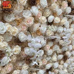 Smooth Champagne Beige Artificial <b>Flower</b> <b>Wall</b> Wedding Backdrop 5D Silk Rose Floral Panel Photo Booth Background For Party - Product Image 3