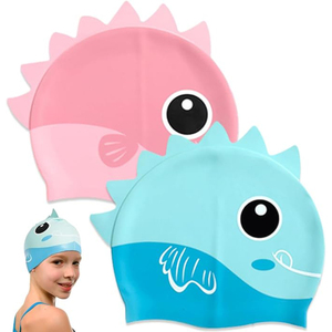 Gorro de Natación de Silicona con Diseño de Pez, a Prueba de Fugas, con Logotipo Personalizado, para Niños, Gorro de Piscina Impermeable con Estampado de Dibujos Animados - Product Image 1