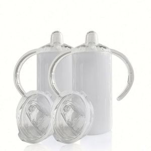 Vaso de acero inoxidable blanco de 12 oz para bebés, con dos tapas, para sublimación, al por mayor, desde almacén de EE. UU. - Product Image 1