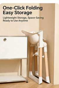 Seggiolone per Bambini Regolabile, Design Moderno in Legno, Sedia da Pranzo di Lusso per Neonati con Funzione Dondolo - Product Image 5