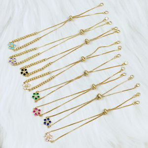Bracelets fins en or rempli 18 carats, fleurs délicates, réglables, bijoux pour femmes, zircon pavé, bracelet <span class=keywords><strong>Daizy</strong></span> - Product Image 4