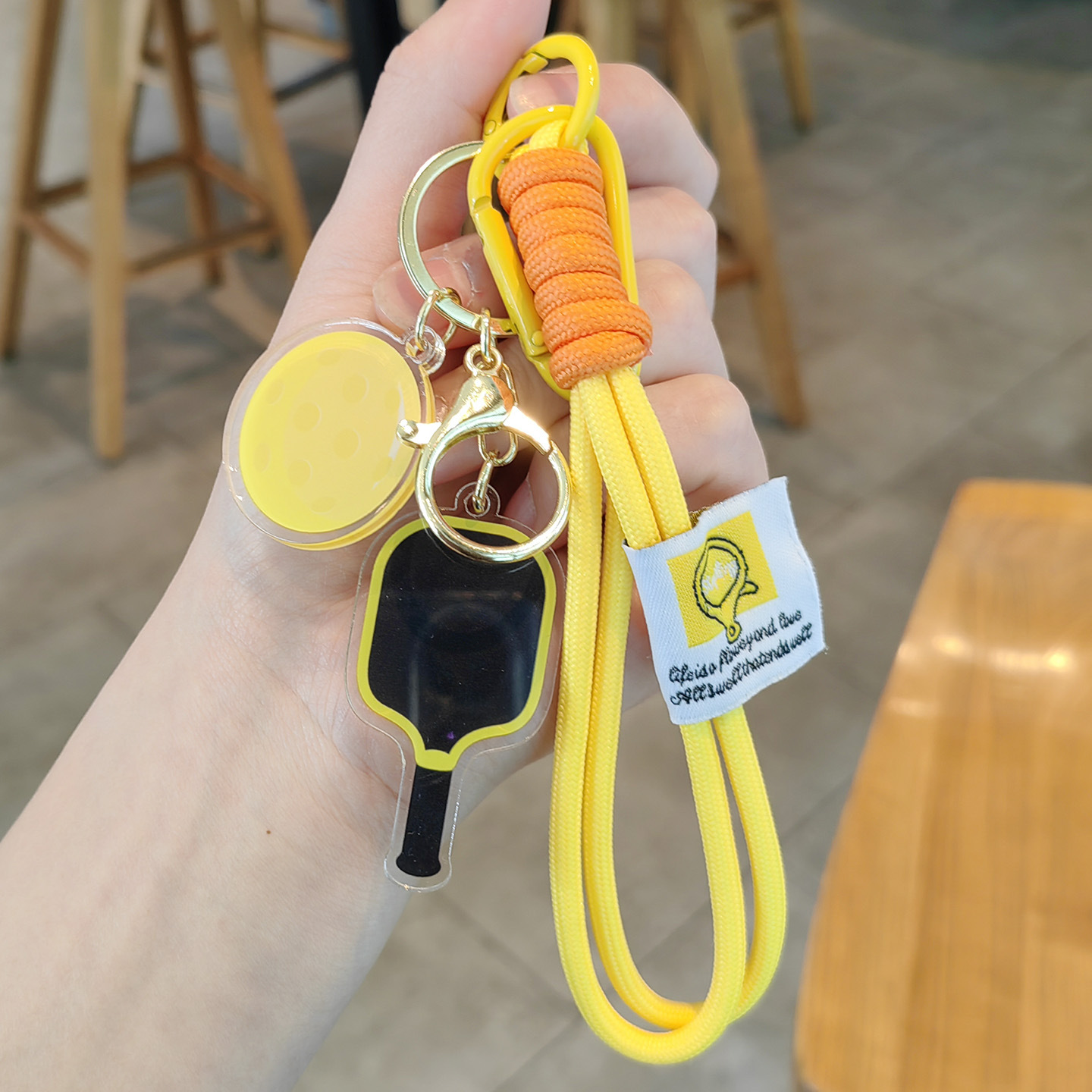 Yellow pickleball racket + yellow double string
