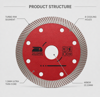 Disque diamanté turbo super fin OEM avec trous de refroidissement pour la découpe de carreaux de porcelaine, lame pour utilisation à sec et à l'eau, lot