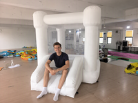 Mini château gonflable portable - Structure extérieure commerciale en tissu blanc