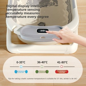 Ensemble de <span class=keywords><strong>baignoire</strong></span> pour bébé sensible à la température avec 3 bacs et <span class=keywords><strong>support</strong></span> de bain <span class=keywords><strong>pliable</strong></span> antidérapant, nouvelle conception - Product Image 3
