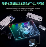 Alas Mouse Gaming Kaca Temper Anime Lucu dengan Lampu RGB, Permukaan Ultra Halus, Tahan Gores & Mudah Dibersihkan, Stok Tersedia