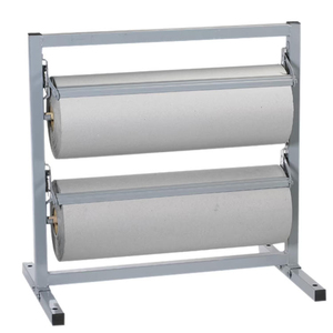 JH-Mech Gris Papier Rouleaux Présentoir Heavy Duty 24 "Double Rouleau Horizontal École Acier Rouleau Papier Rack Cutter Distributeur - Product Image 1