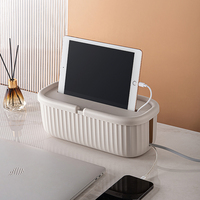 Boîte de rangement dissimulée pour câbles de charge, organiseur de câbles de charge de bureau, boîte de rangement pour câbles de charge avec support pour téléphone/tablette