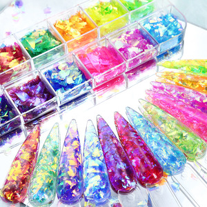 12 couleurs paillettes irrégulières brillantes paillettes grand 3D 3D opale Aurora fragments de papier de verre pour accessoires d'ongles <span class=keywords><strong>et</strong></span> manucure bricolage - Product Image 1