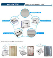 Paire de pinces réglables à 180 degrés en acier inoxydable 304 pour portes et fenêtres modernes de salle de bain et de chambre, tailles/épaisseurs personnalisables, installation facile