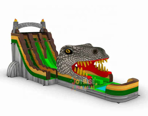 Динозавр тематический Юрский Т-Рекс двухполосная надувная водная горка Коммерческая надувная горка для продажи - Product Image 6
